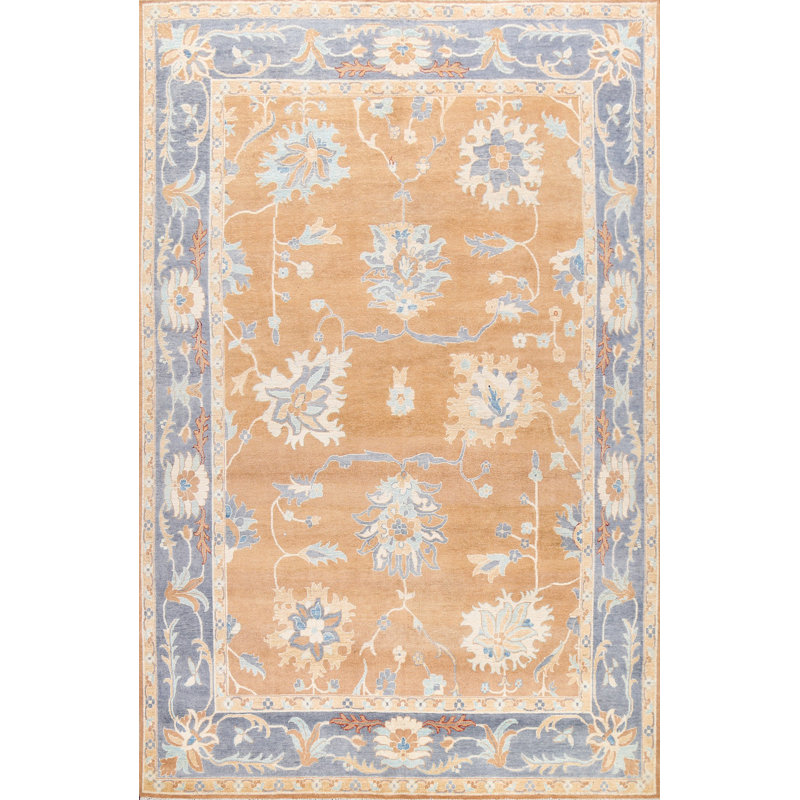 Tapis rouille en laine noué à la main de conception unique 9 pi x 12 pi