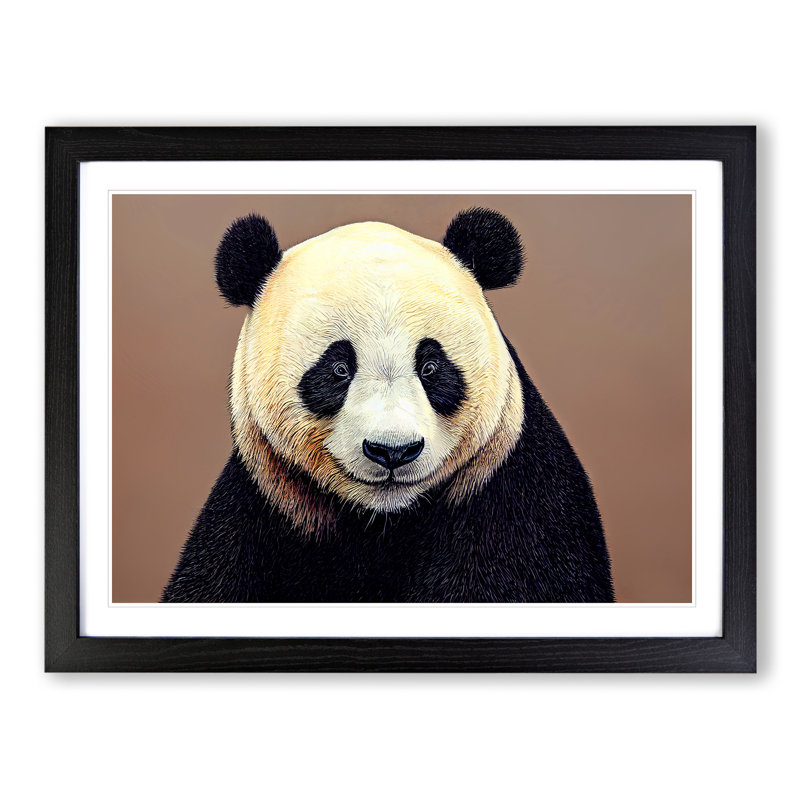 Fascinating Panda - Single Picture Frame Print, Black Framed, 46cm H x 64cm W x 2cm D