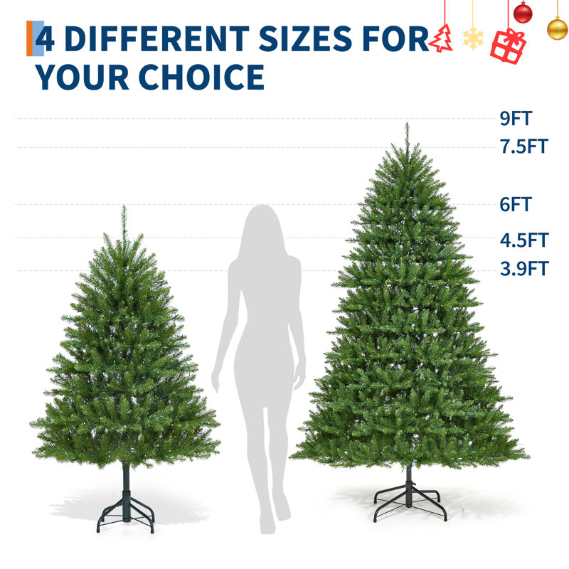 Arbre de Noël artificiel, arbre automatique en PVC avec lumières DEL bicolores, 9'