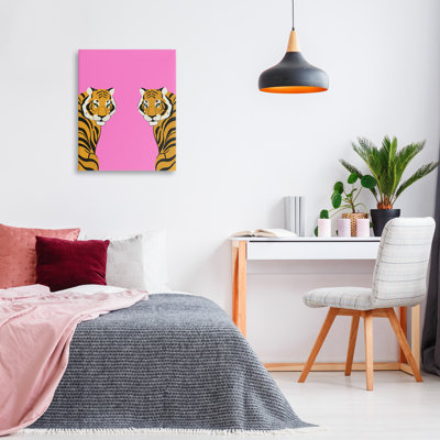 Bold Mirrored Tigers on Pink Canvas, design by House of Lulu