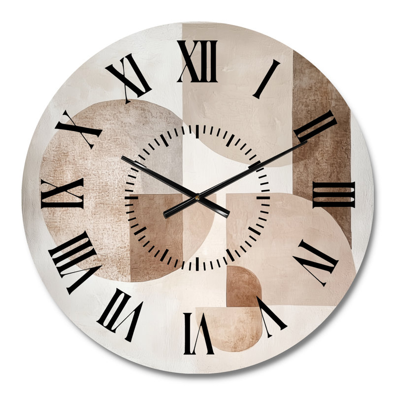 Horloge murale ronde en métal beige, Médium