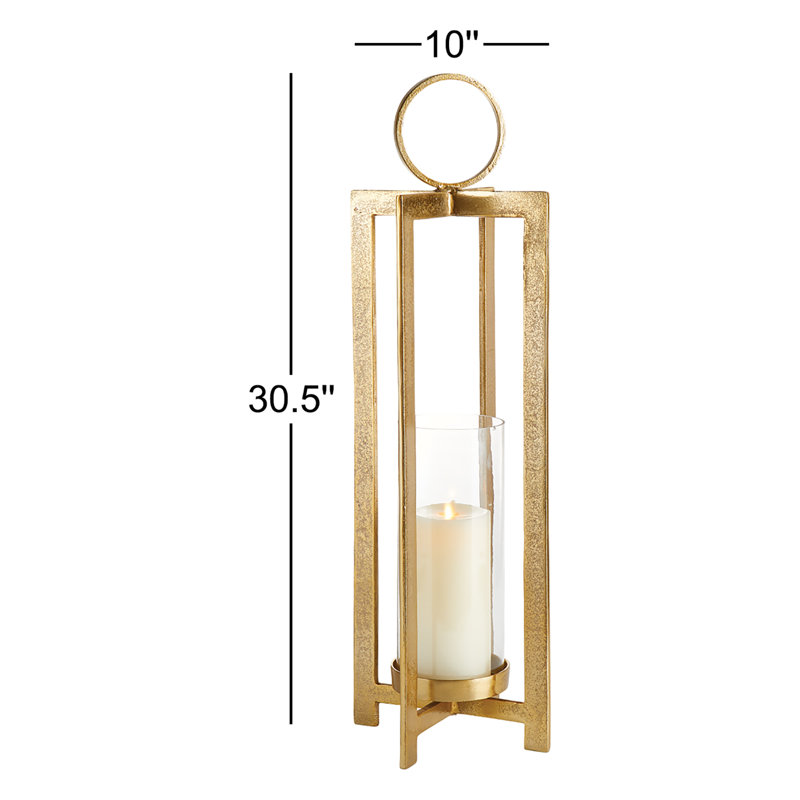 Asola Lantern Large, Gold, 30.5" H x 10" W x 10" D
