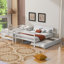 Lit superposé simple au-dessus d'un lit double avec lit gigogne en bois-228712124