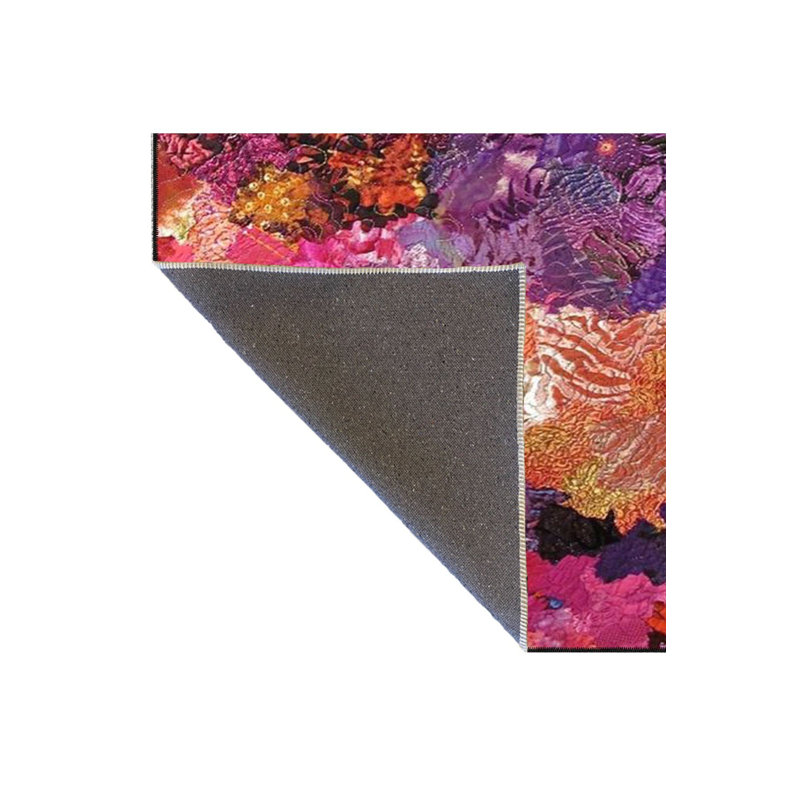 Tapis décoratif tissé à motif floral lavable à la machine, Sous-tapis rond 3 pi 11 po inclus