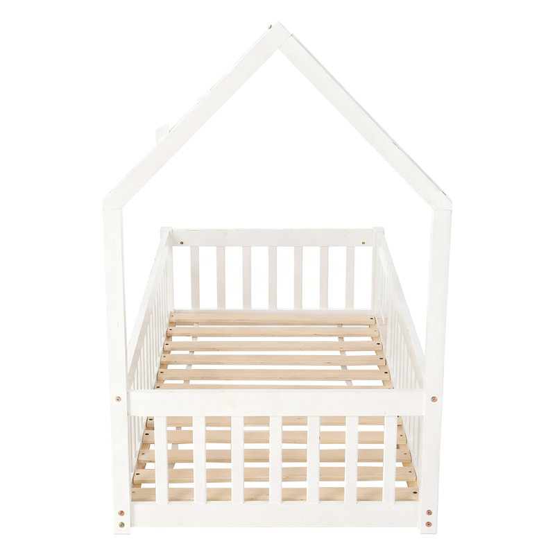 Pine Wood House-Shaped Bed Frame