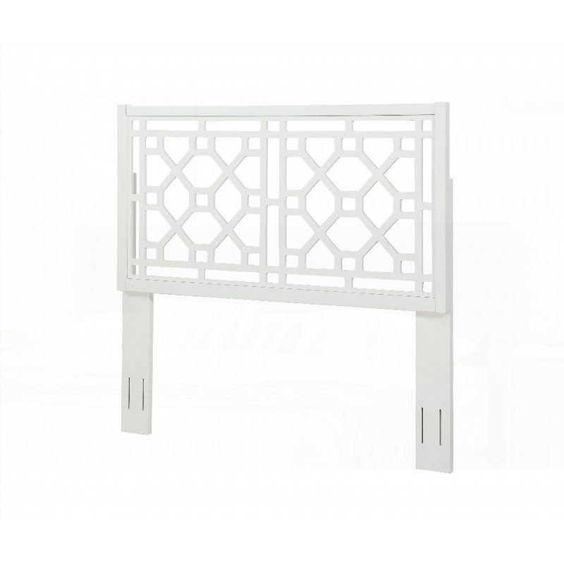 Queen/King Tabor Chippendale White Headboard - No Box Spring Needed, Durable Poplar Wood, Queen
