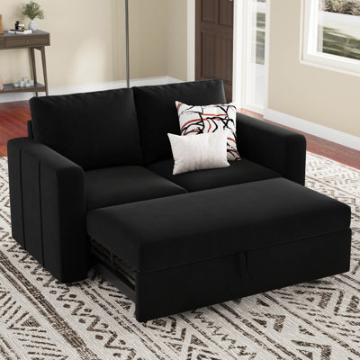 Rafael 2 Seats Fabric Sectional Pull Out Sofa Memory Foam Mudular Sofa For Living Room