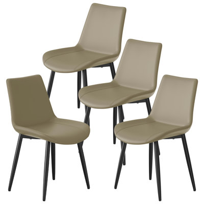 Ensemble de 4 chaises de salle à manger avec siège en similicuir et pieds en acier au carbone noir, chaises d'appoint ergonomiques rembourrées pour salle à manger, salon et appartement