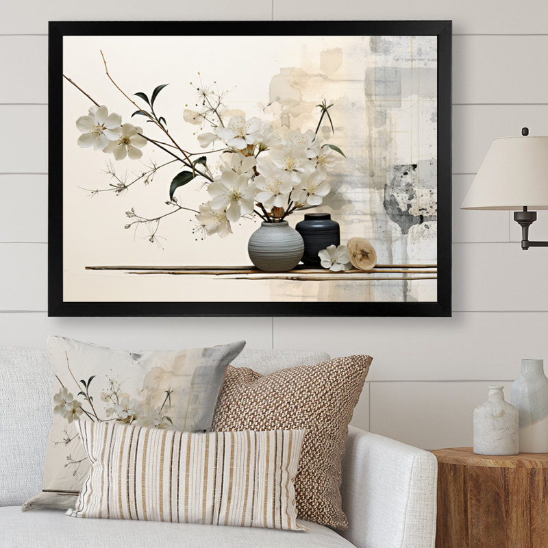 «Asian Art Sumie Zen II», reproduction d'art sur toile asiatique, H 12 po x l 20 po, Single Picture Framed, Noir