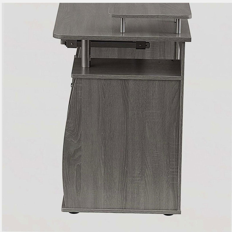 Bureau d'ordinateur complet avec rangement, gris
