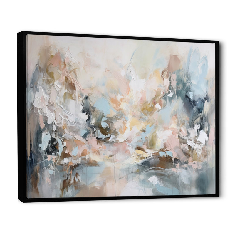 Délicat coup de pinceau abstrait, peinture d'art abstrait IV, H 30 po x l 40 po, Reproduction avec cadre flottant, Noir