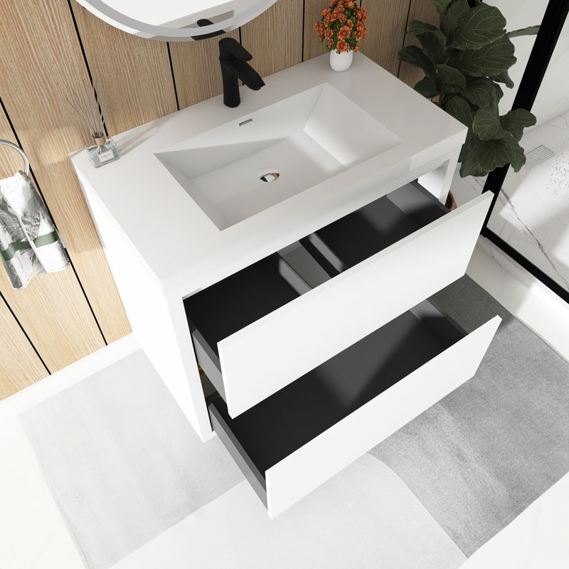 Meuble-lavabo sur pied 36 po avec lavabo, Blanc