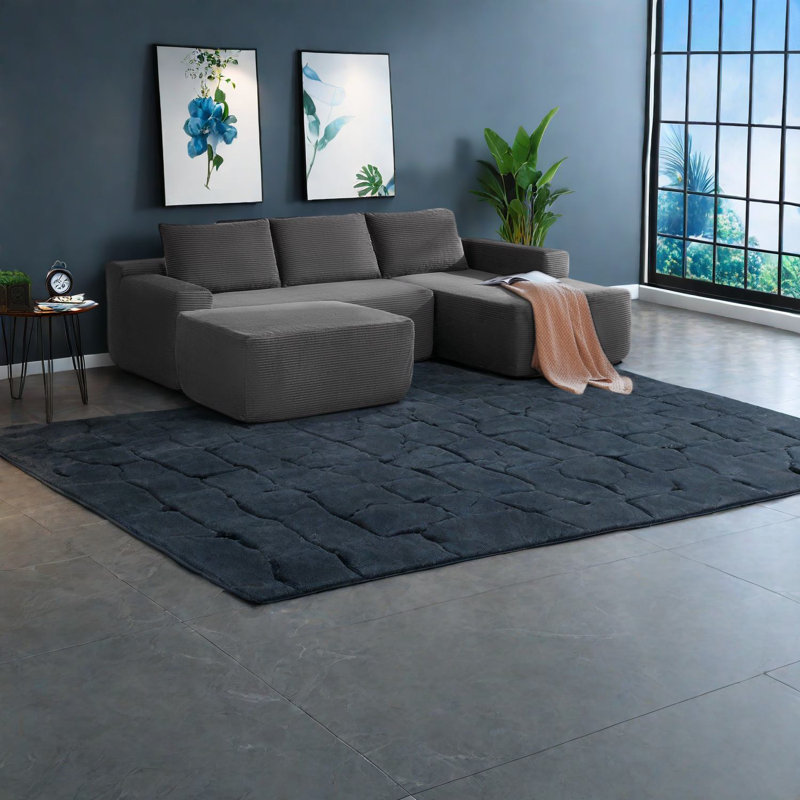 Spacious Cloud Sectionals Sofa, Grey Fabric Modern Design For Home