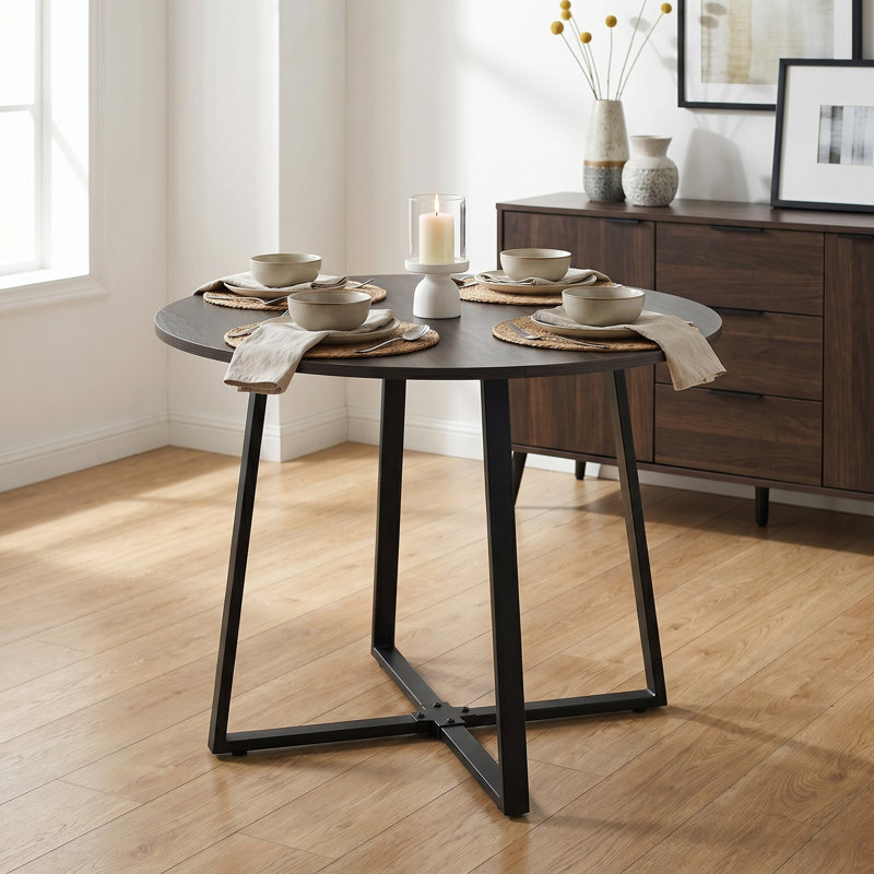 Otrange Round 35.4'' Dining Table, Espresso Wood