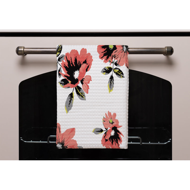 Floral Waffle Texture Tea Towel Kitchen Towel