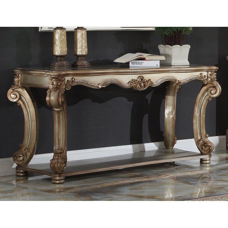 Console Gaenor, Patine dorée, H 30 po x l 58 po x P 26 po