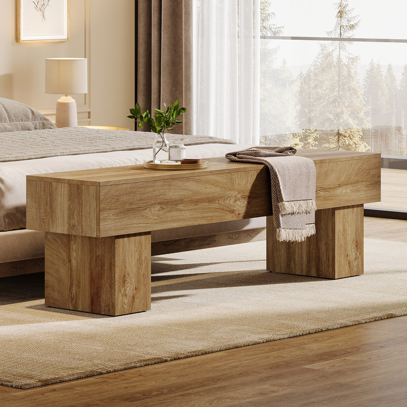 Banc d'intérieur en bois de 63 pouces de style campagnard pour entrée, chambre à coucher, Brown