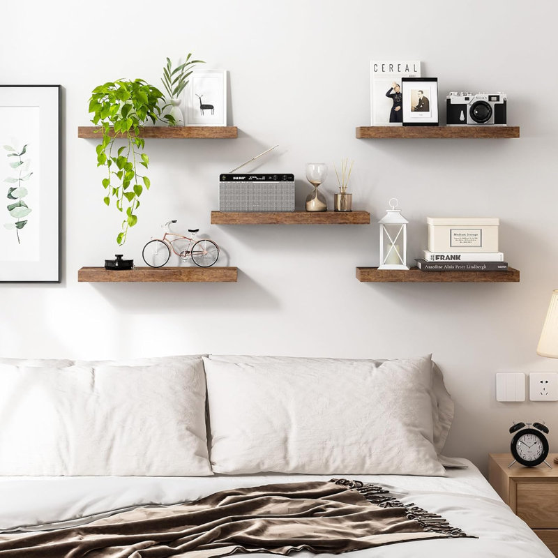 Tablettes flottantes 15,8 po pour mur, tablettes murales avec support invisible pour salle de bain, salon, chambre à coucher, cuisine, bureau (paquet de 5)