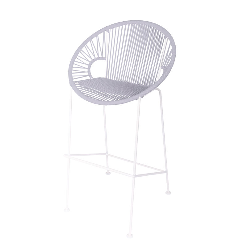 Tabouret à hauteur de comptoir fabriqué à la main Puerto, Clair, Blanc