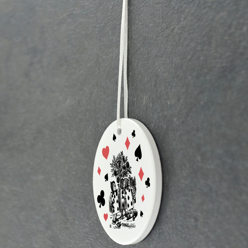 Painting Roses Alice In Wonderland Circle Shaped Ceramic Ornament Bauble