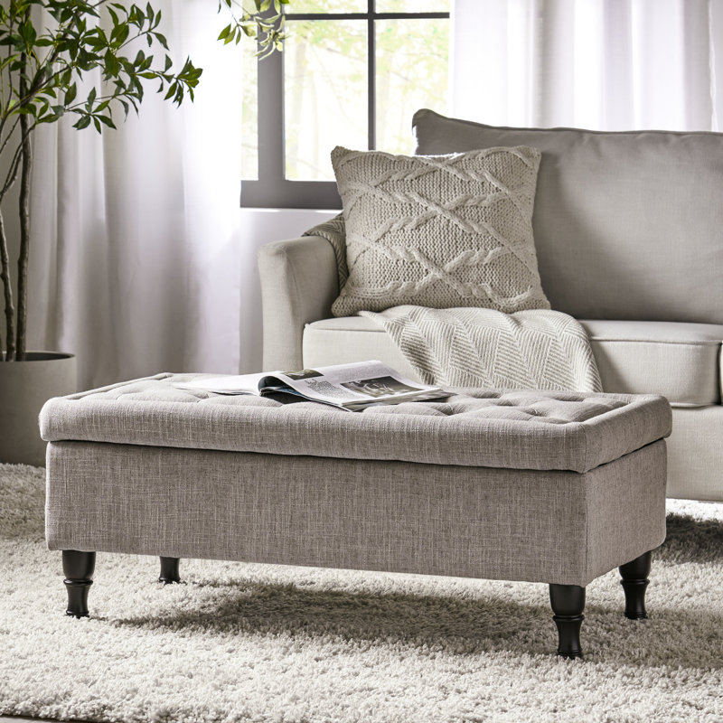 Practical - Grey With Storage Compartment Luxurious Tufting And Hidden