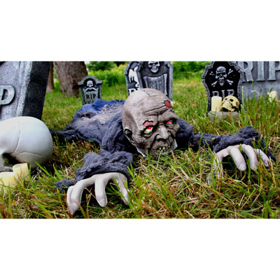 Haunted Hill Farm Scary Crawling Zombie Halloween Animatronic with Lights, Sound