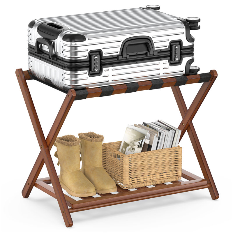44cm W Bamboo / Rattan Luggage Rack, Brown