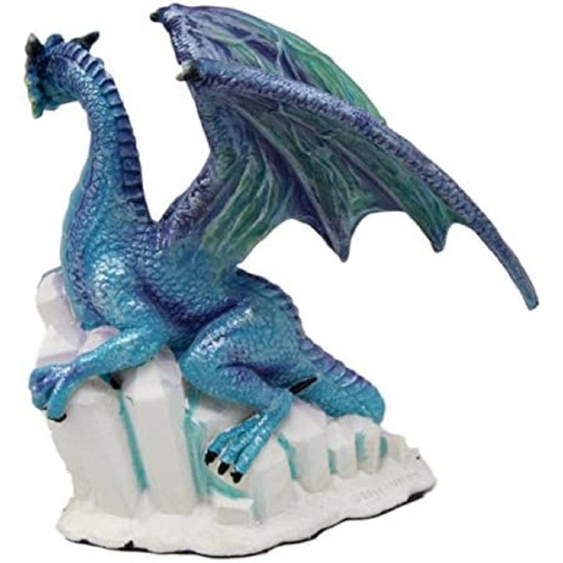 Figurine Desharn Snow Wraith Winter Dragon on Giant Ice Crystal Rocks