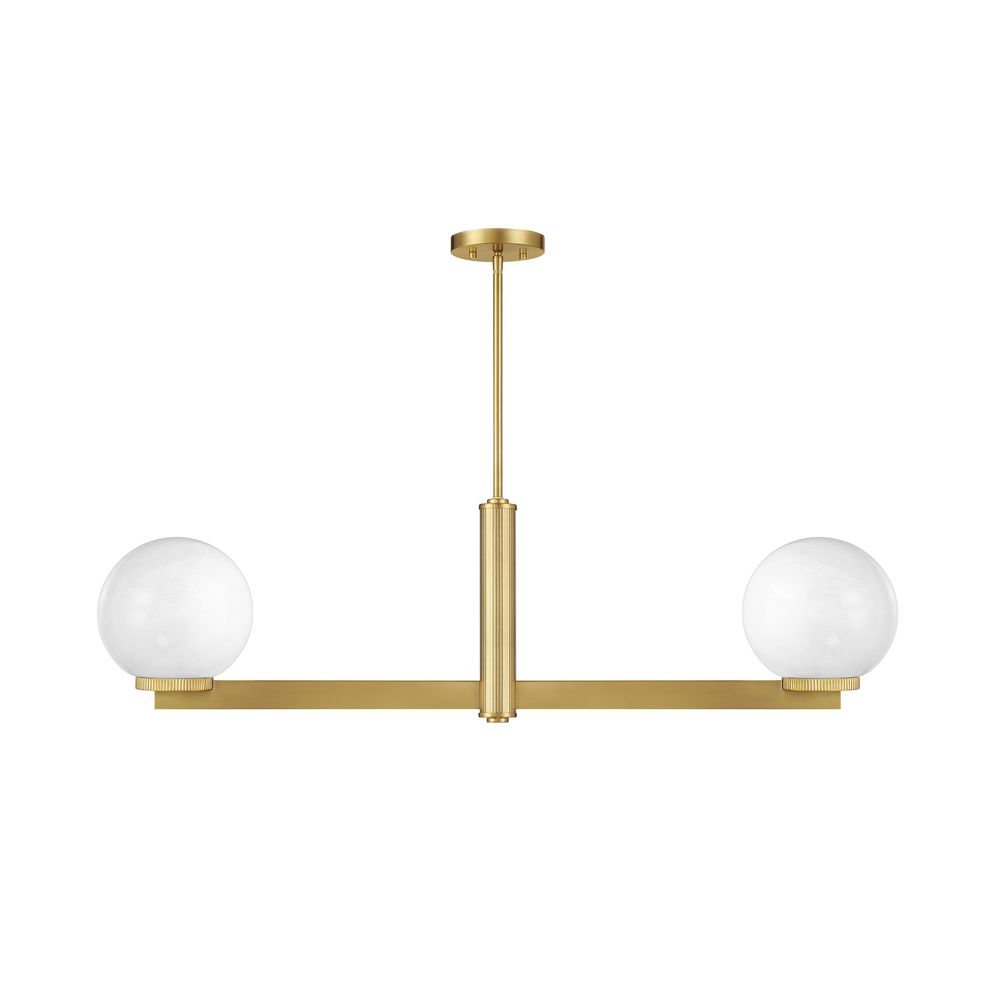 Claudette 2-Light Linear Chandelier, Natural Brass