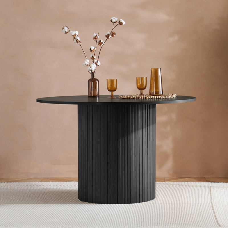 Suire ROUND FLUTED DINING TABLE , Black