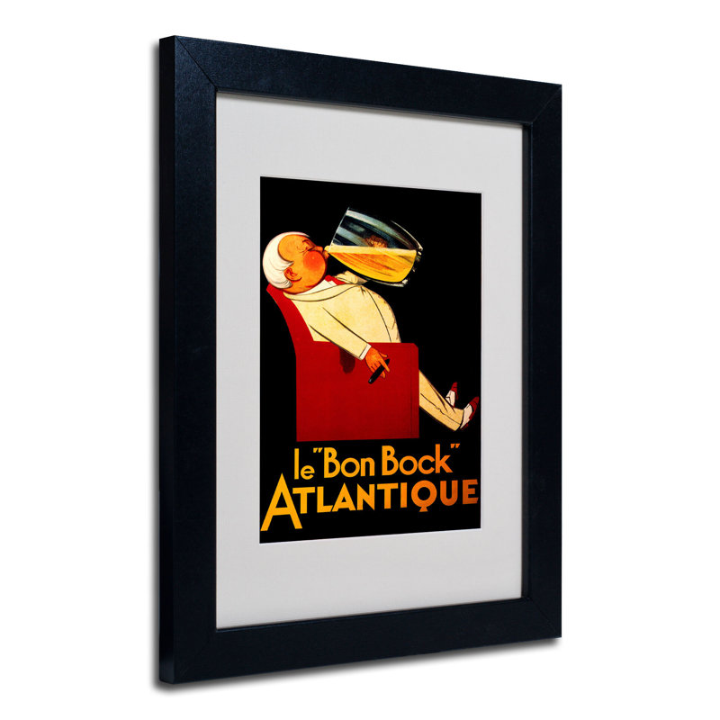 « bon bock », reproduction d’art murale encadrée, H 14 po x l 11 po x P 0,5 po, Noir