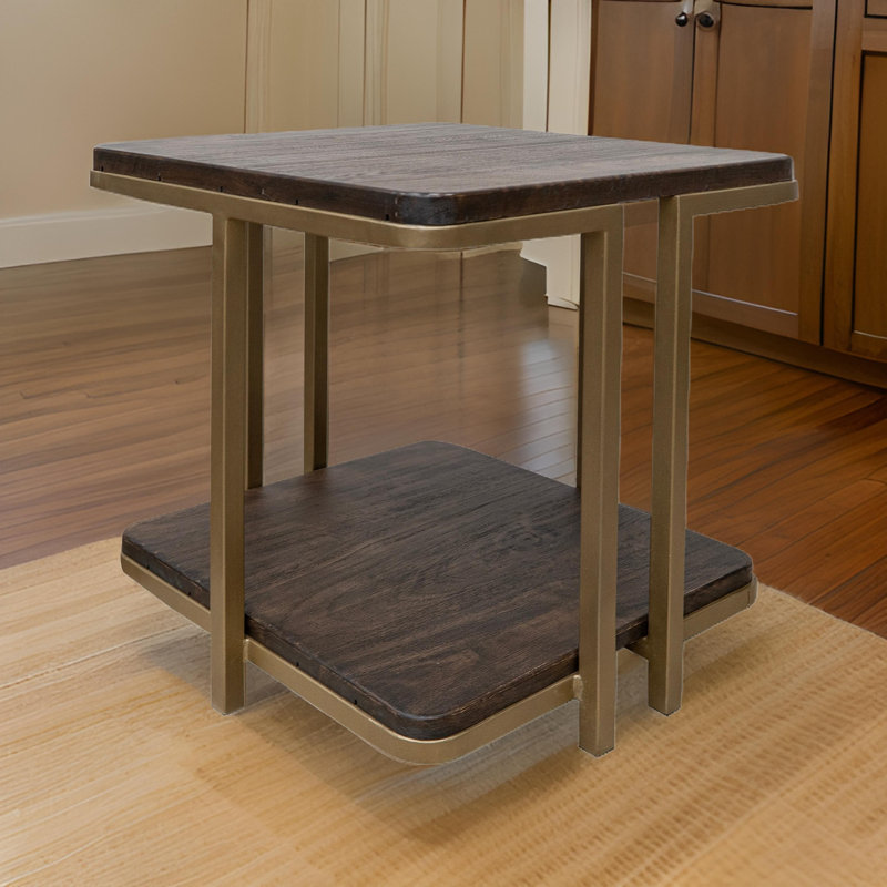 Solid Wood Top End Table, 24.25" H x 23" W x 23" D