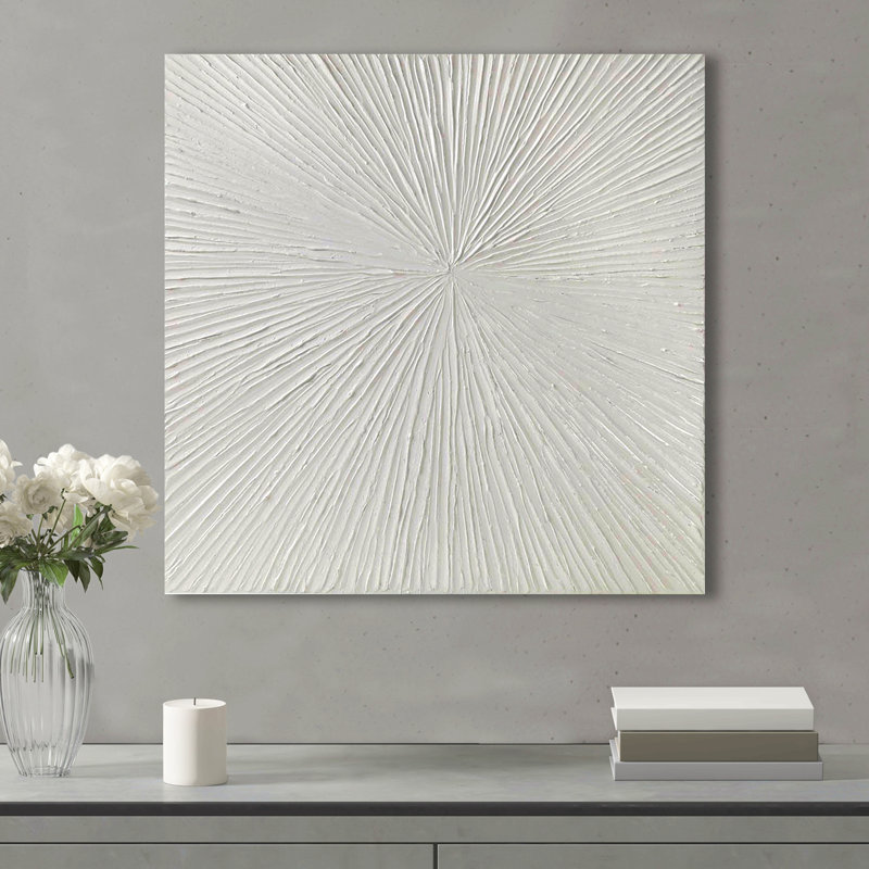 30"W X 30"H 1.25"D Abstract Wall - Resin White Gloss Indoor Art Modern Decor Piece, White