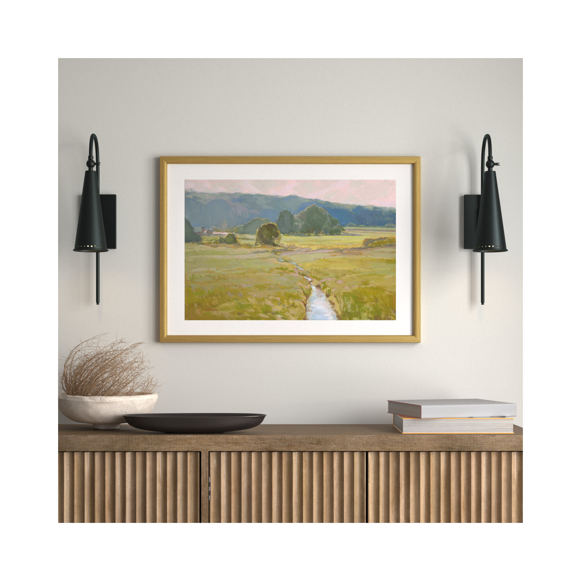 Summer Pasture II by Stephen Calcasola, 24"H x 36"W, Gold