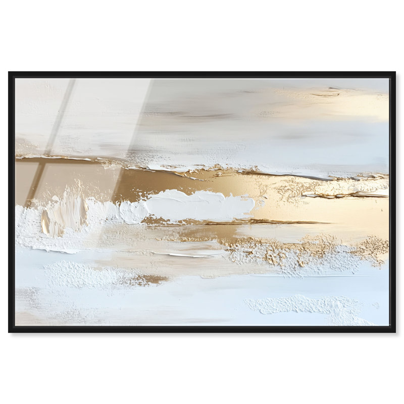 «Gold Layers III», reproduction d'art encadrée par Boho Gold par Art Remedy, cadre noir, 45 x 30, H 31 po x l 46 po