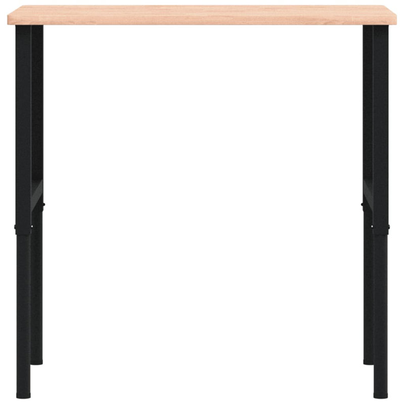 Solid Wood Top Height-Adjustable Workbench, 98 cm H x 100 cm W x 60 cm D, Beige Wood