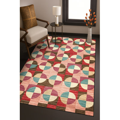 Tapis bleu tissé lavable rétro Mosso