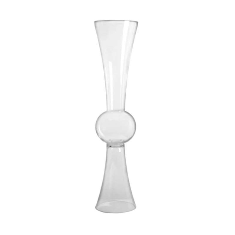 Vase en verre double forme de trompette transparent moyen