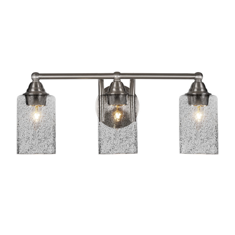Michell 3-Light Bath Bar, Smoke Bubble, Matte Black/Brushed Nickel