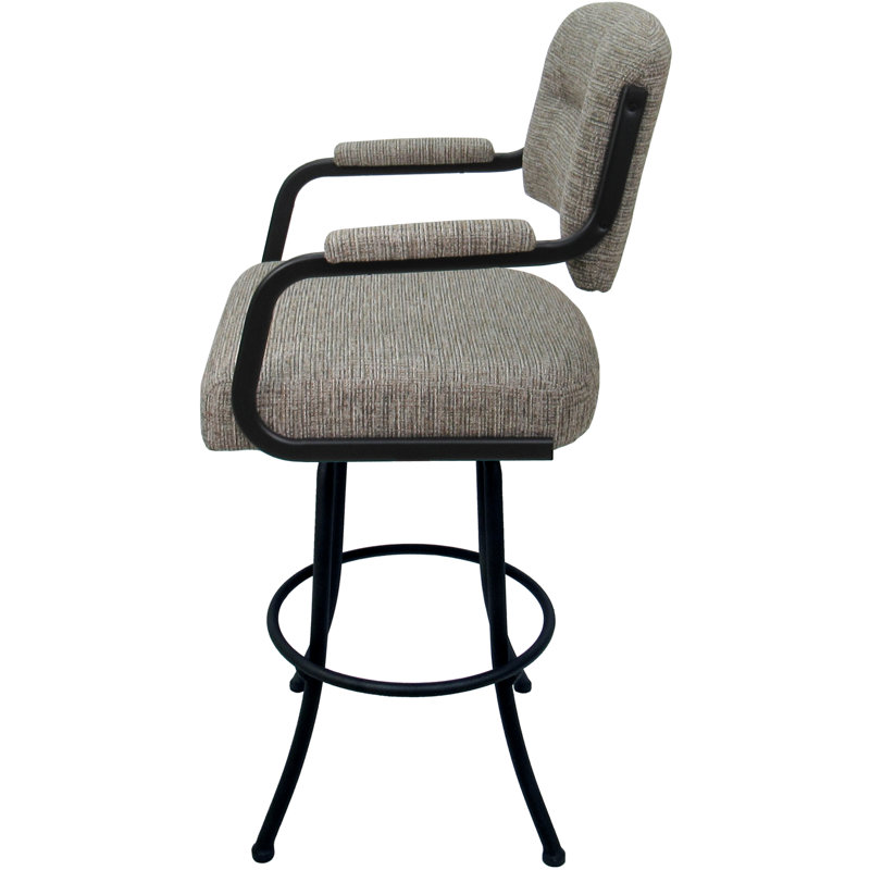 Tabouret de comptoir pivotant rembourré avec structure en métal Ilarrold, Noir, Bar Stool (30" Seat Height)