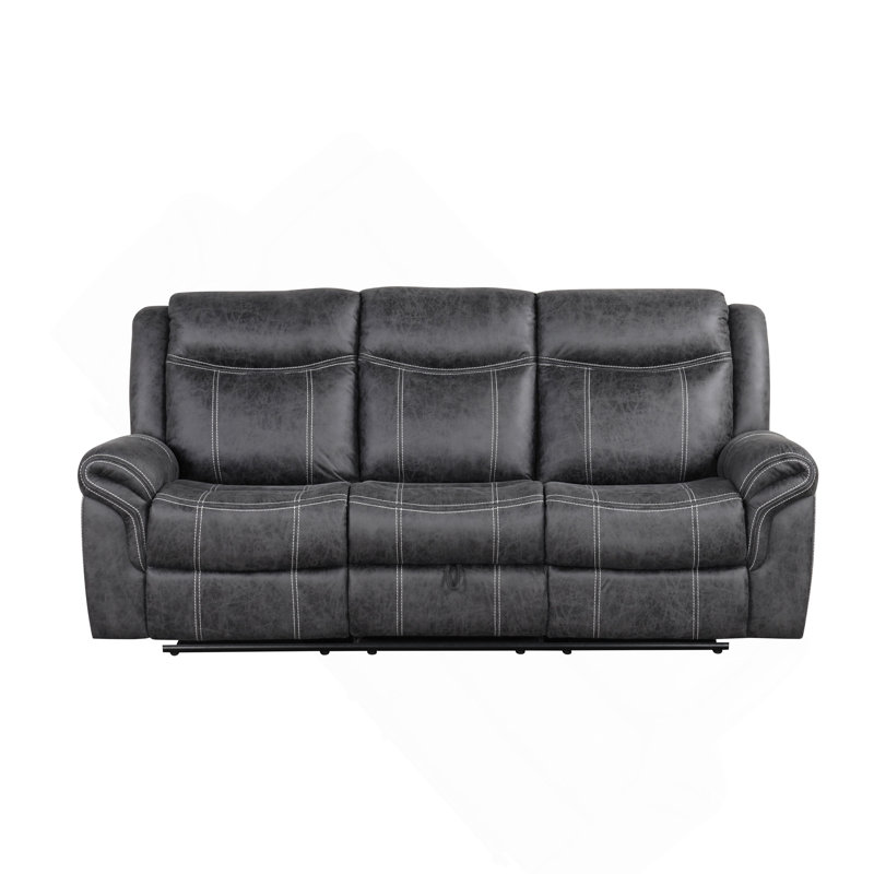 Dark Gray Polish Microfiber Sofa w/Drop Down Table
