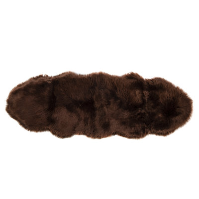 Tapis brun en fausse fourrure double lavable double 2 pi x 6 pi