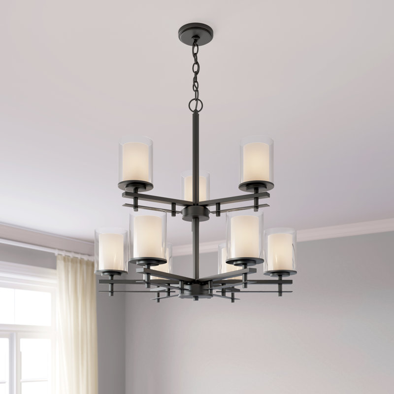 Lustre classique / traditionnel à 9 lumières , Noir mat