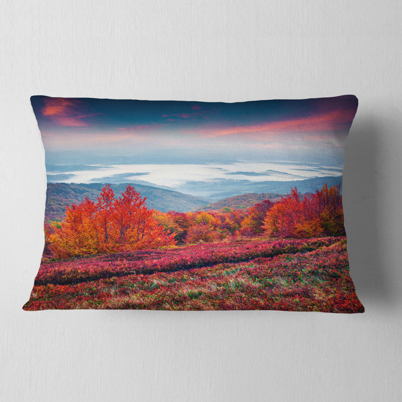 Coussin lombaire imprimé automne dans les Carpates