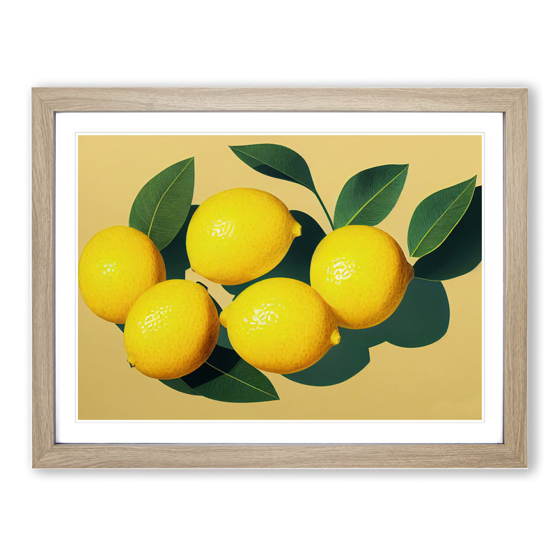 Citrus Fruit Lemons Vol.1 - Framed Print, 25cm H x 34cm W x 2cm D, Oak Framed