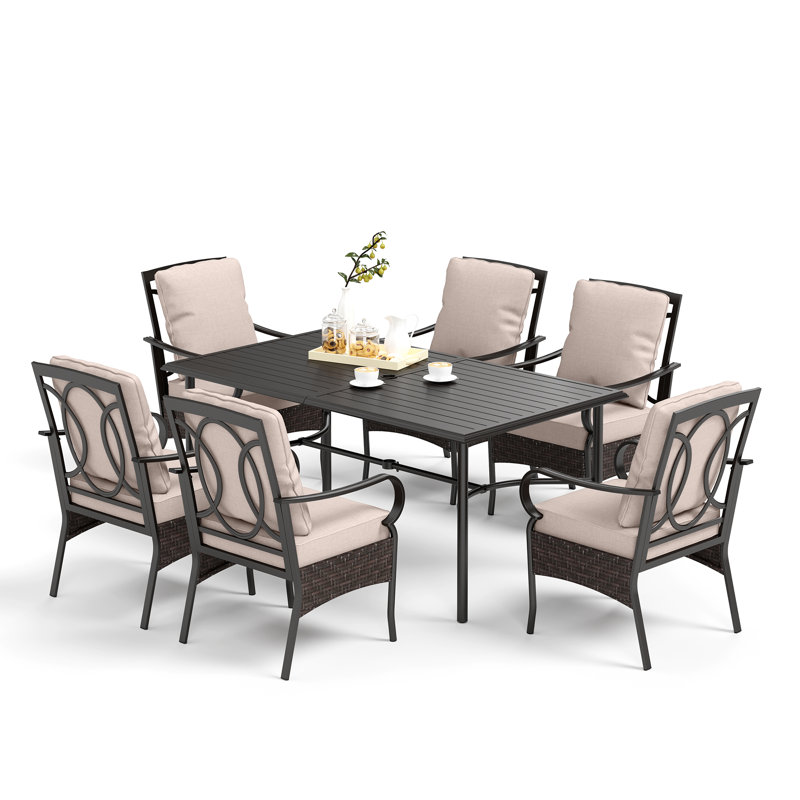 Sherborn 6 - Person Patio Dining Set with Rectangular Table , Cushions Included