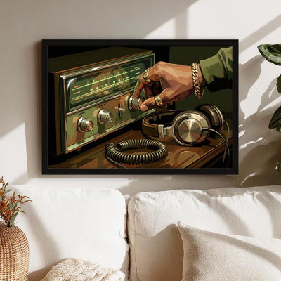 «Gallery Wrap», art mural sur toile pour le salon, la chambre à coucher, le bureau ou le vestibule - décoration murale décorative avec radio rétro