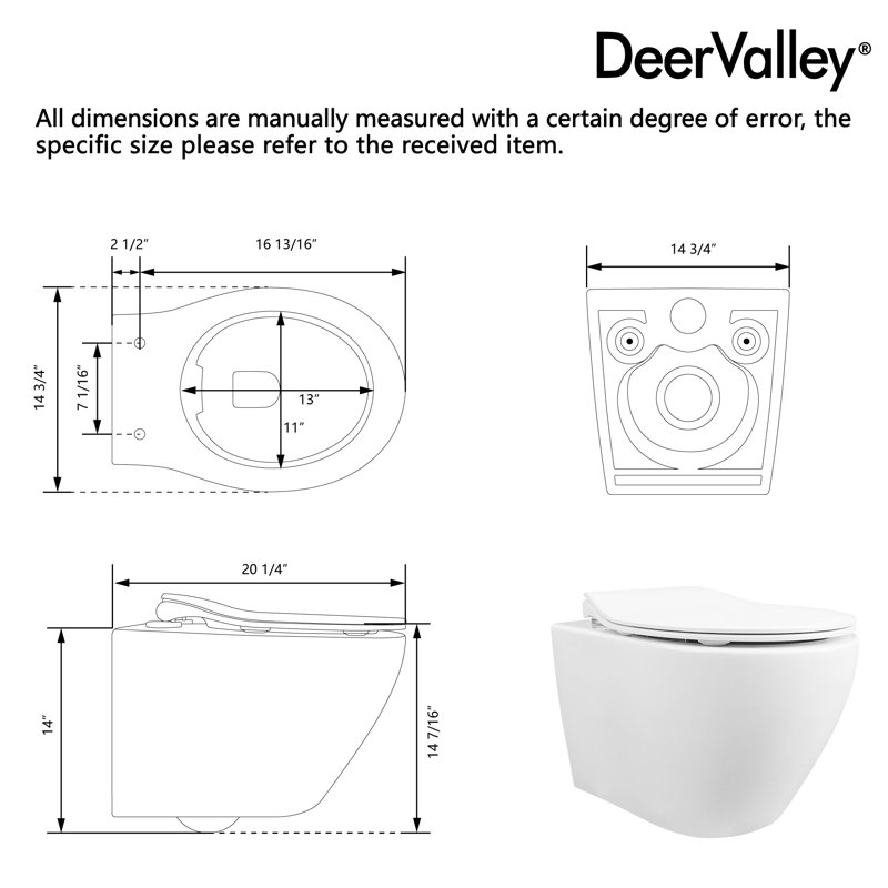 2-Piece Toilet Elongated Dual-Flush Wall Mounted Toilet With Concealed In-Wall Tank (Seat Included), White