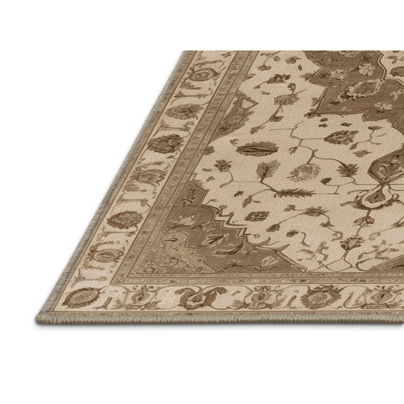 Tapis brun Tabriz lavable à la machine, Rectangulaire 3 pi x 5 pi