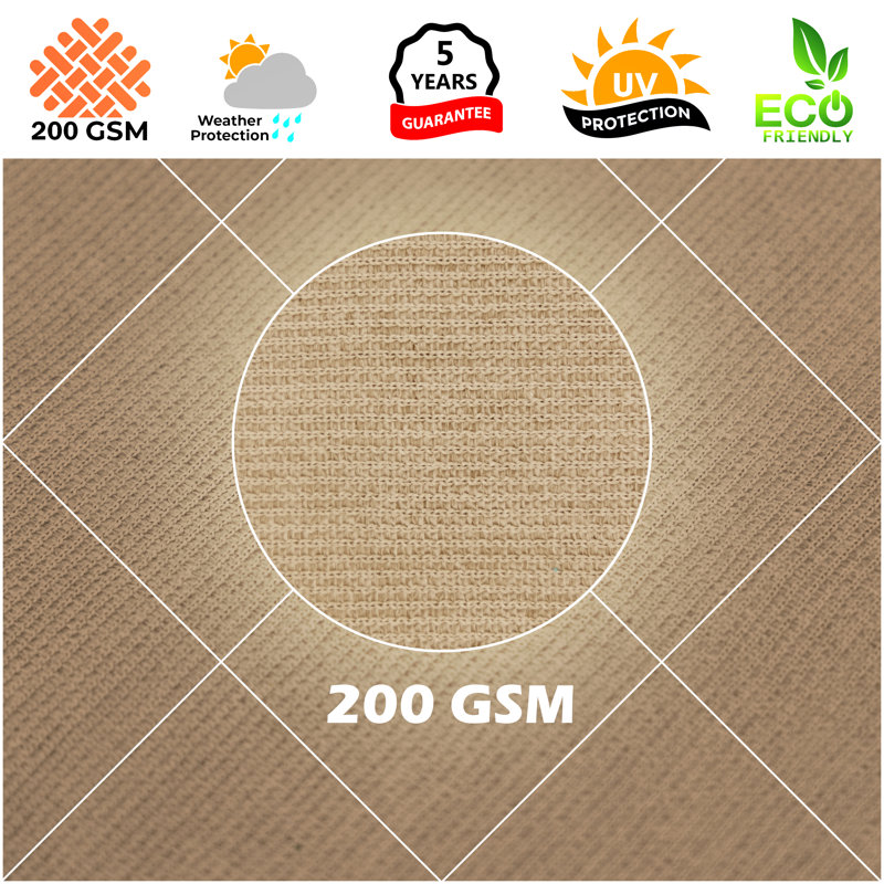 Sand Beige Polyethylene 8' x 10' Rectangle Sun Shade Sail